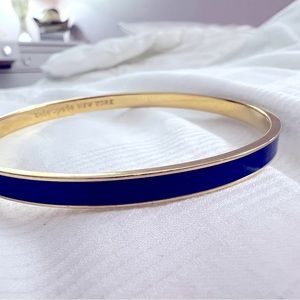 Kate Spade Gold and Dark Blue Idiom Bangle Bracelet “A Blue Streak”